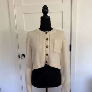 KHAITE Cream Button-Up Sweater